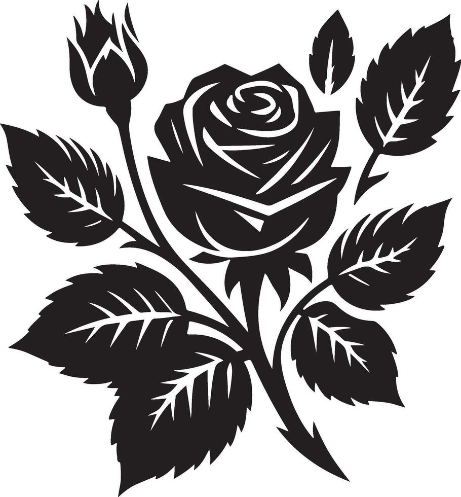 Elegant silhouette of a rose flower minimal line art vector