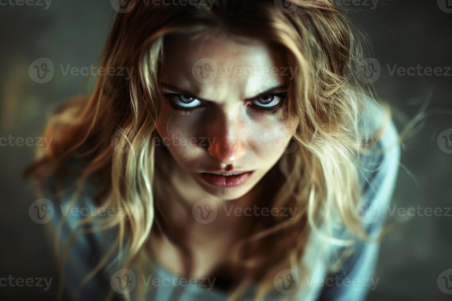 A dangerous and anrgy looking woman your mom warned you about. AI generate photo