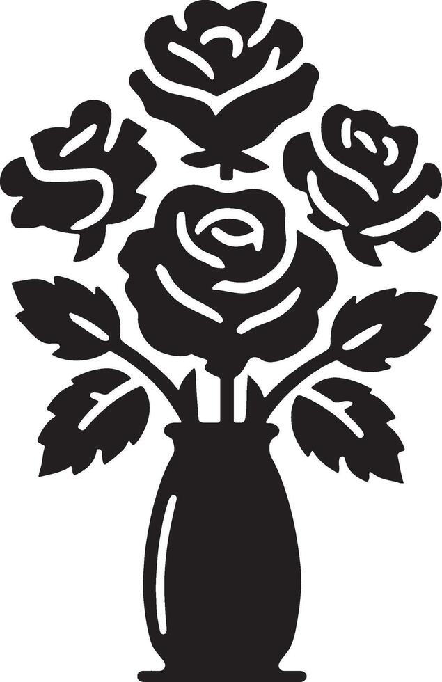 Elegant silhouette of a rose flower minimal line art vector