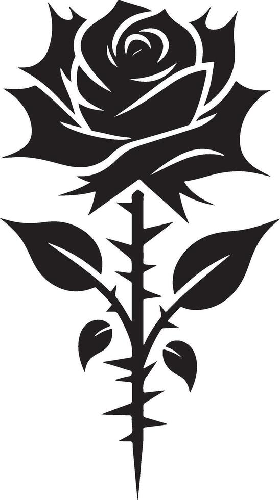 Elegant silhouette of a rose flower minimal line art vector