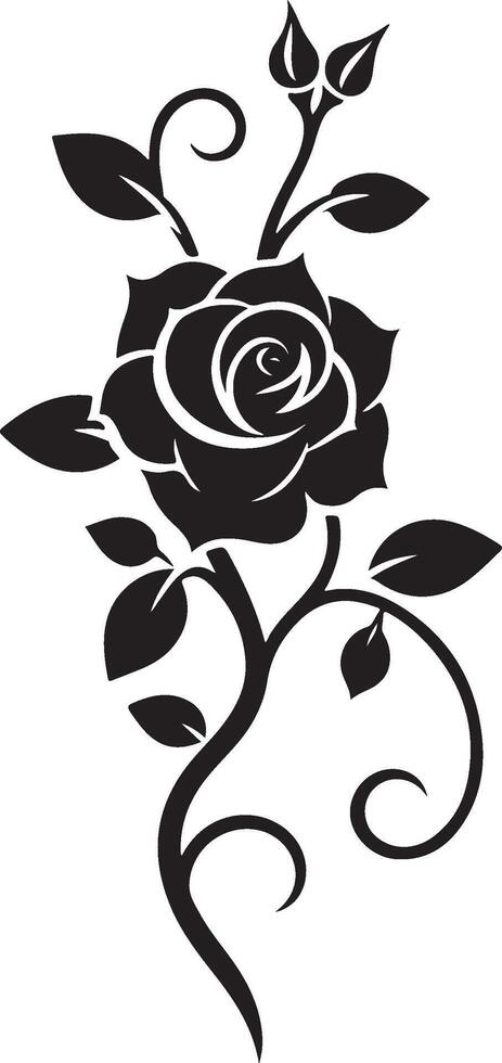 Elegant silhouette of a rose flower minimal line art vector