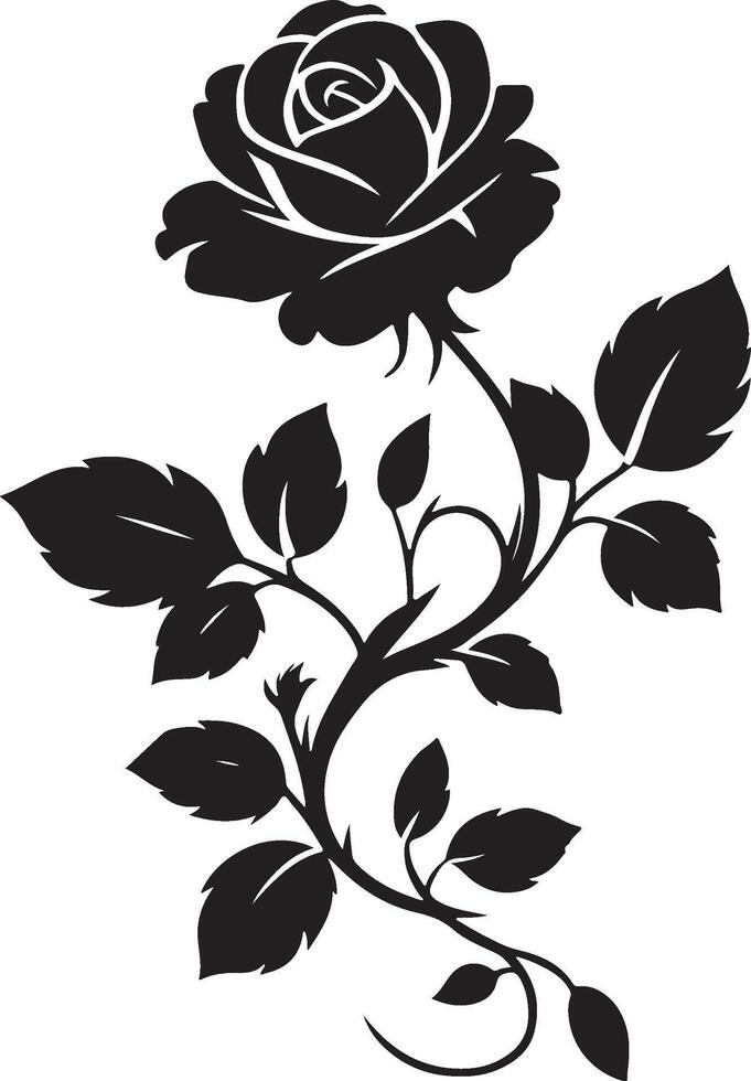 Elegant silhouette of a rose flower minimal line art vector