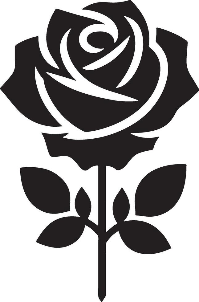 Elegant silhouette of a rose flower minimal line art vector