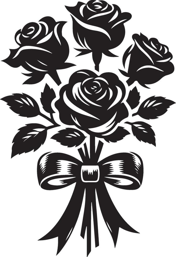 Elegant silhouette of a rose flower minimal line art vector