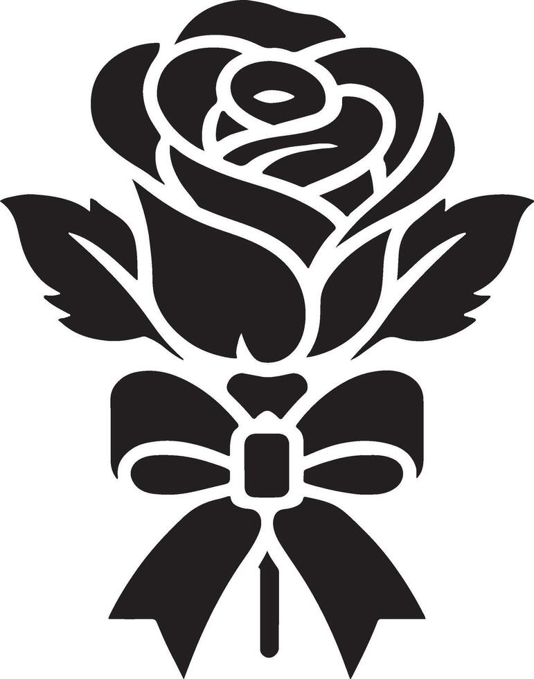 Elegant silhouette of a rose flower minimal line art vector