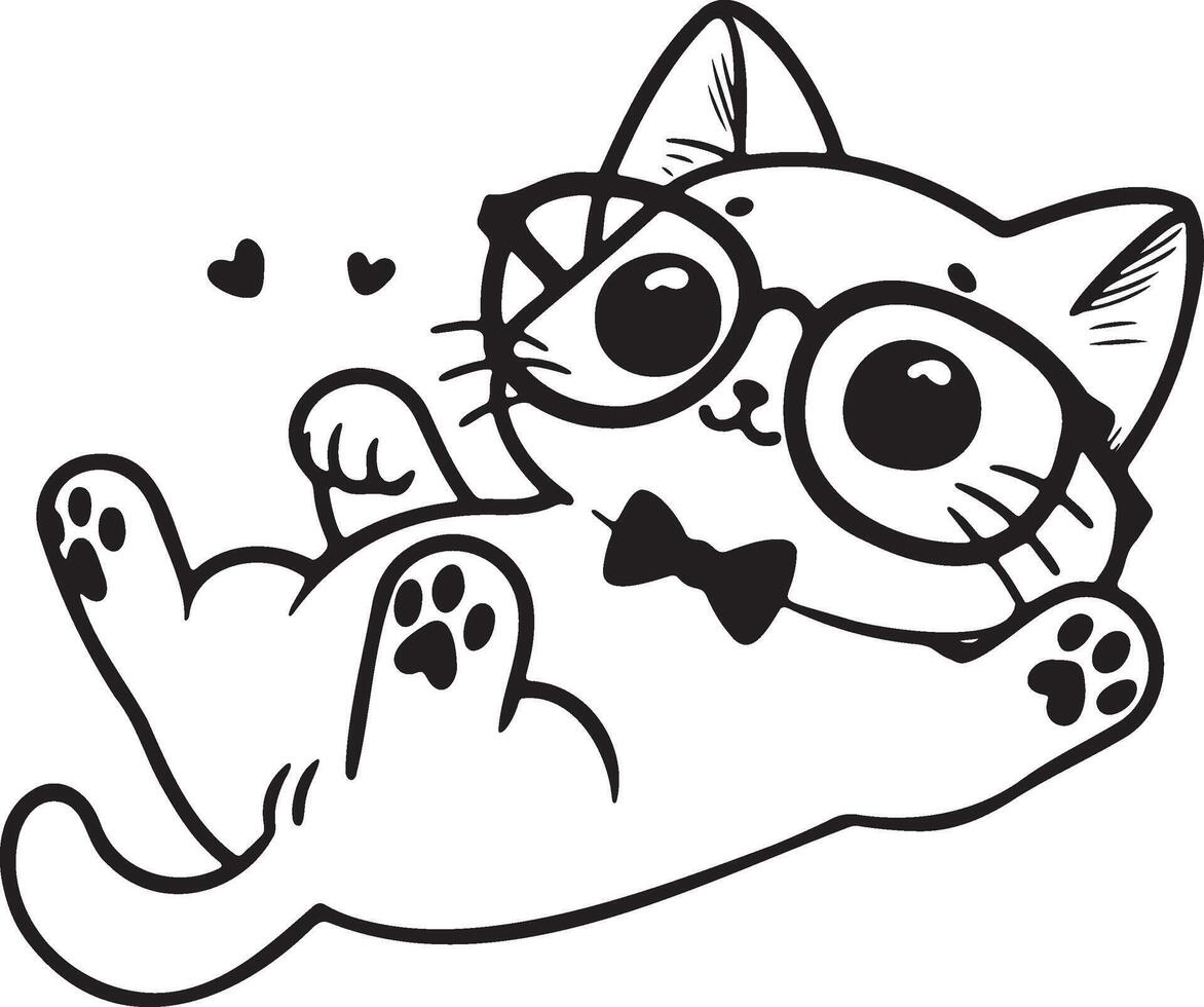 a cat wearing glasses cute nerdy look stylish intelligent nerdy and cute vector