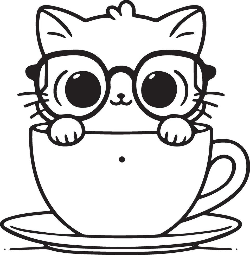 a cat wearing glasses cute nerdy look stylish intelligent nerdy and cute vector