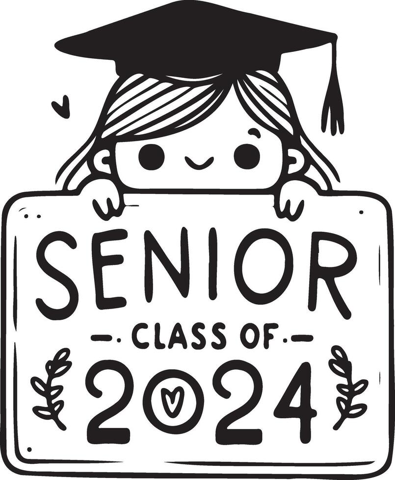 Cute Doodle of Girl in Graduation Cap vector