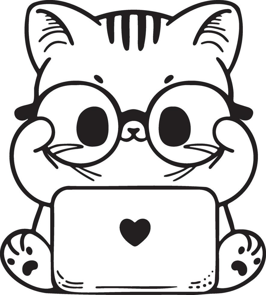 a cat wearing glasses cute nerdy look stylish intelligent nerdy and cute vector
