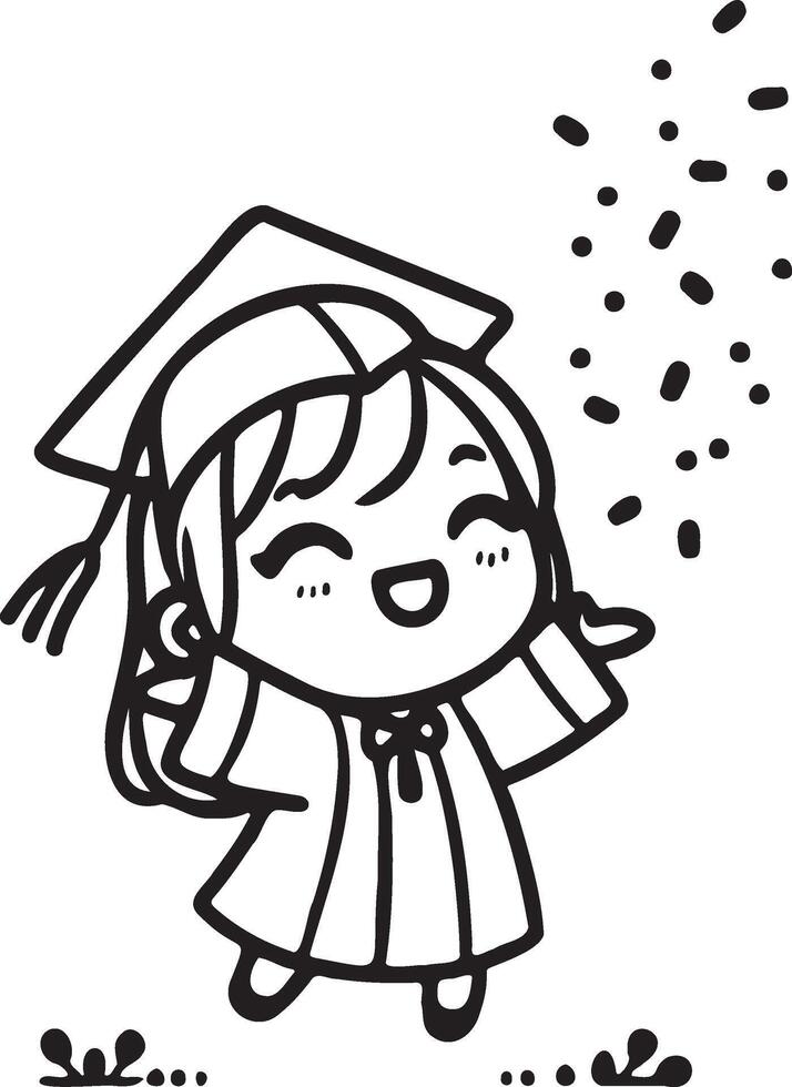 Cute Doodle of Girl in Graduation Cap vector