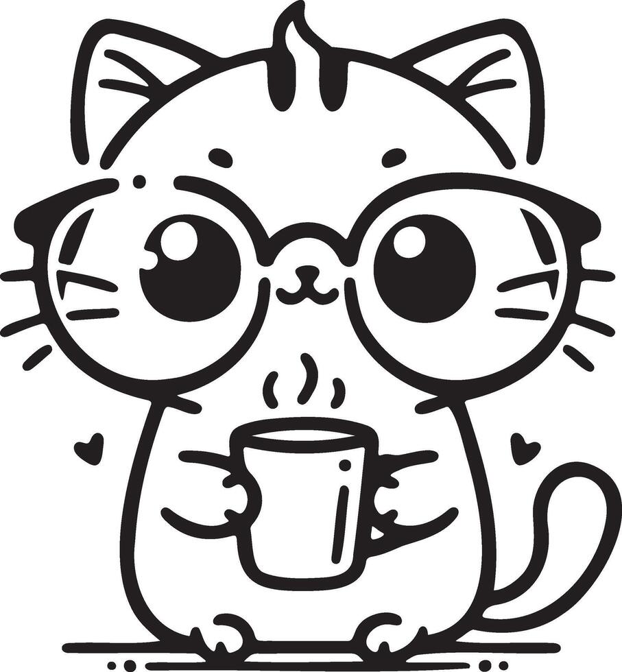 a cat wearing glasses cute nerdy look stylish intelligent nerdy and cute vector