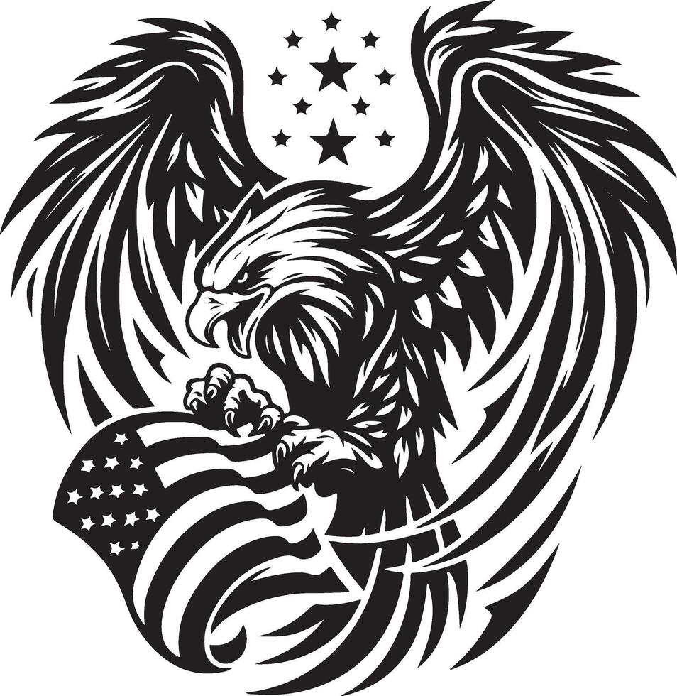 Eagle with American Flag for Patriotic and National Independence Day vector