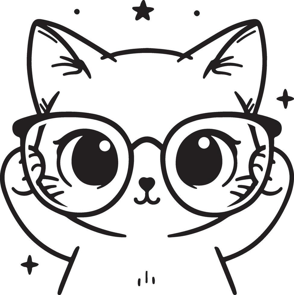 a cat wearing glasses cute nerdy look stylish intelligent nerdy and cute vector