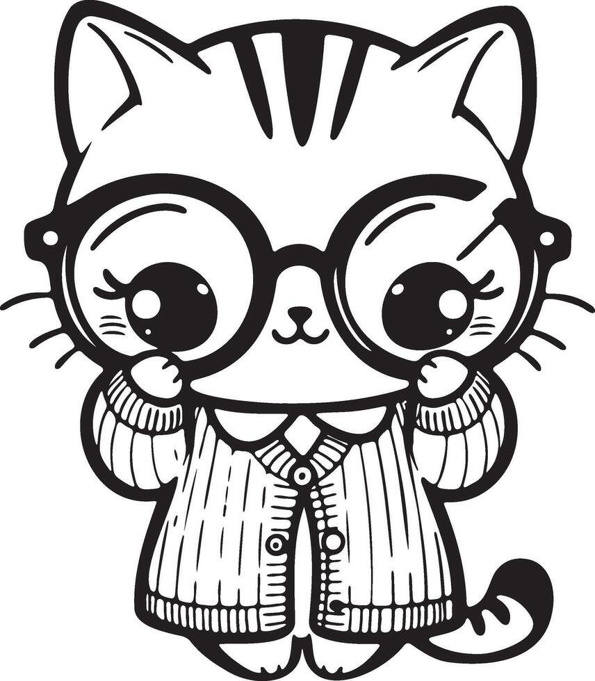 a cat wearing glasses cute nerdy look stylish intelligent nerdy and cute vector