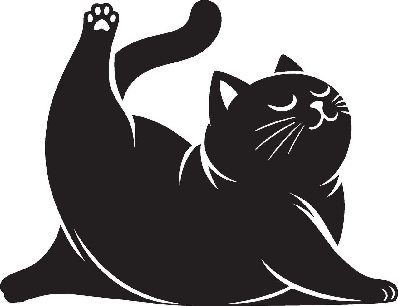 a cat performing a yoga pose vector