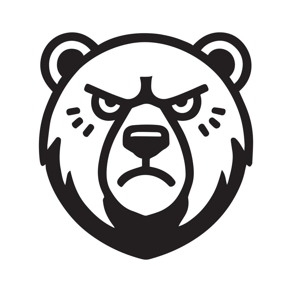 Bear Face logo - Bear outline Design - Ursidae Clipart illustration in black and white vector