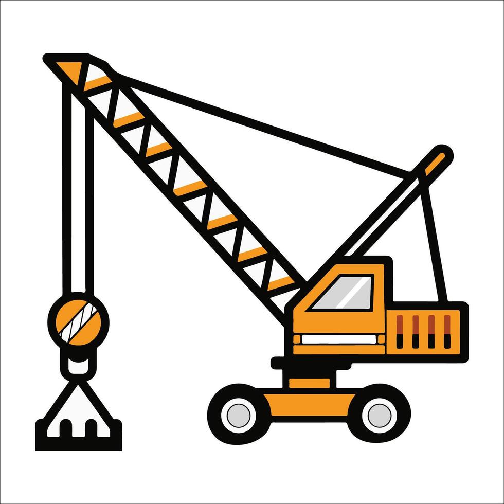 Crane vehicle isolated illustration, Construction Clipart Graphic vector