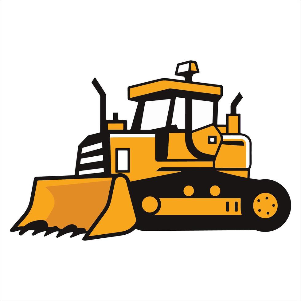 Bulldozer isolated illustration, Construction Clipart Graphic vector
