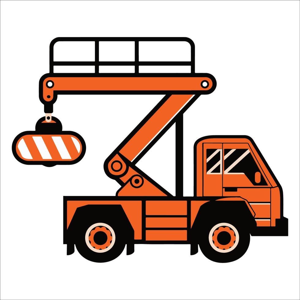 Man Lift Vehicle isolated illustration, Construction Clipart Graphic vector