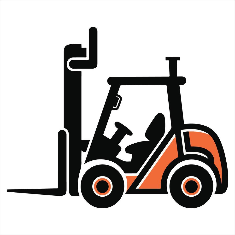 Forklift warehouse vehicle isolated illustration, Construction Clipart Graphic vector