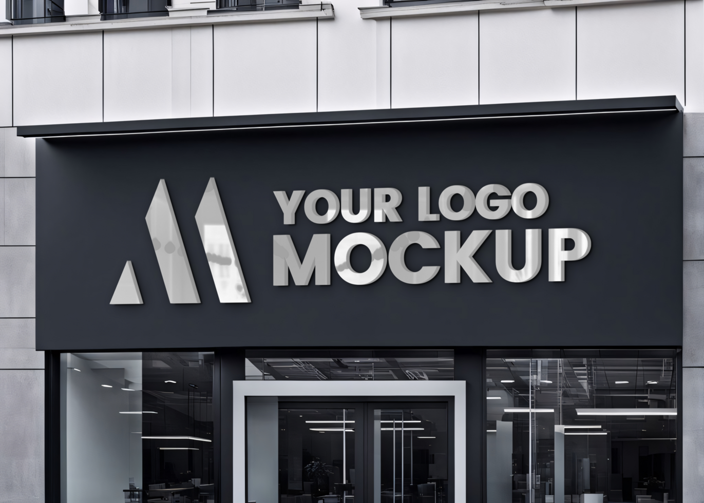 facade sign logo mockup psd
