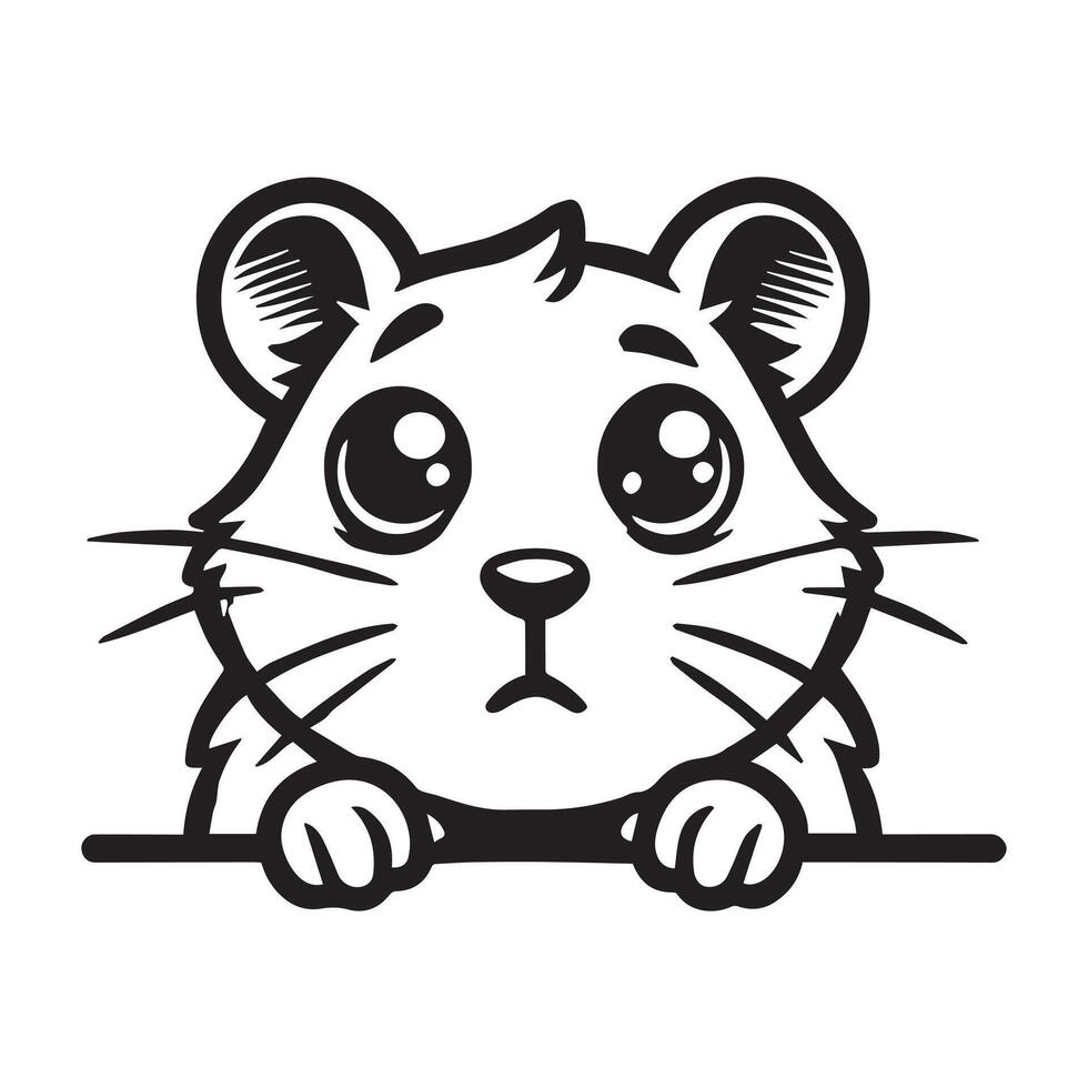 Hamster peeking face logo, Rodent Clipart illustration in black and