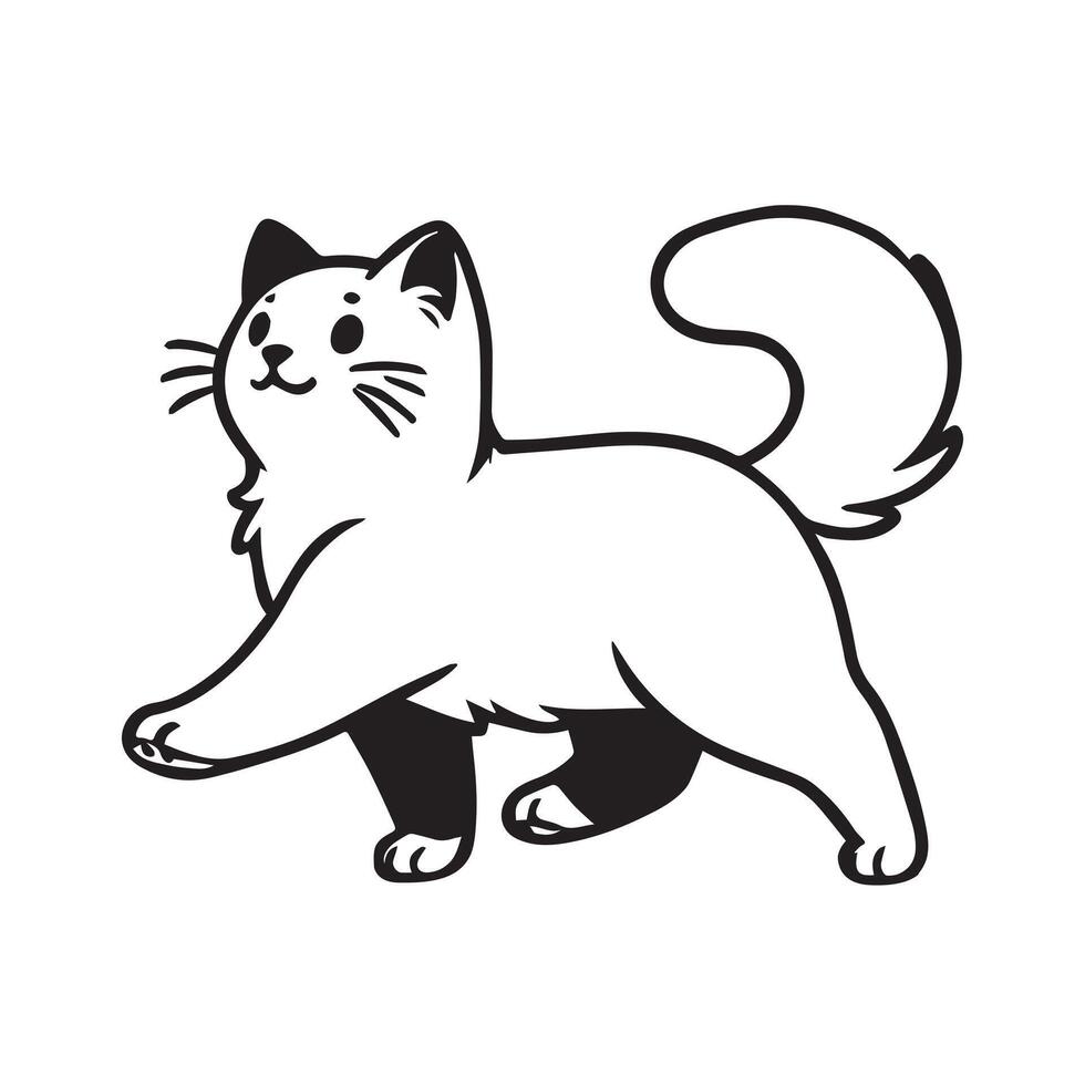 A cat Graceful Walk - Cat gesture Clipart illustration in black and white vector