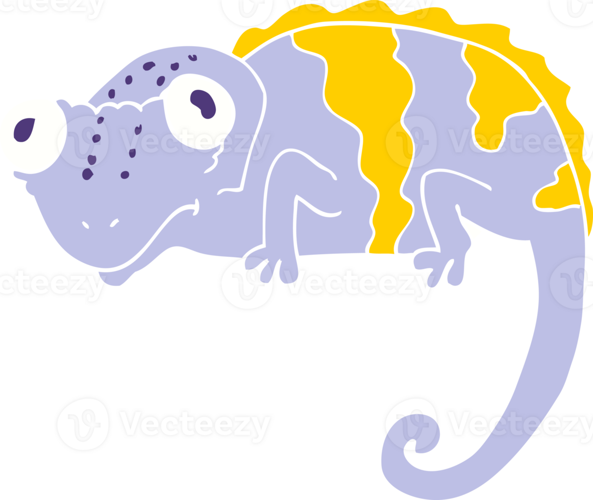 a cartoon chameleon with a yellow and purple stripe png
