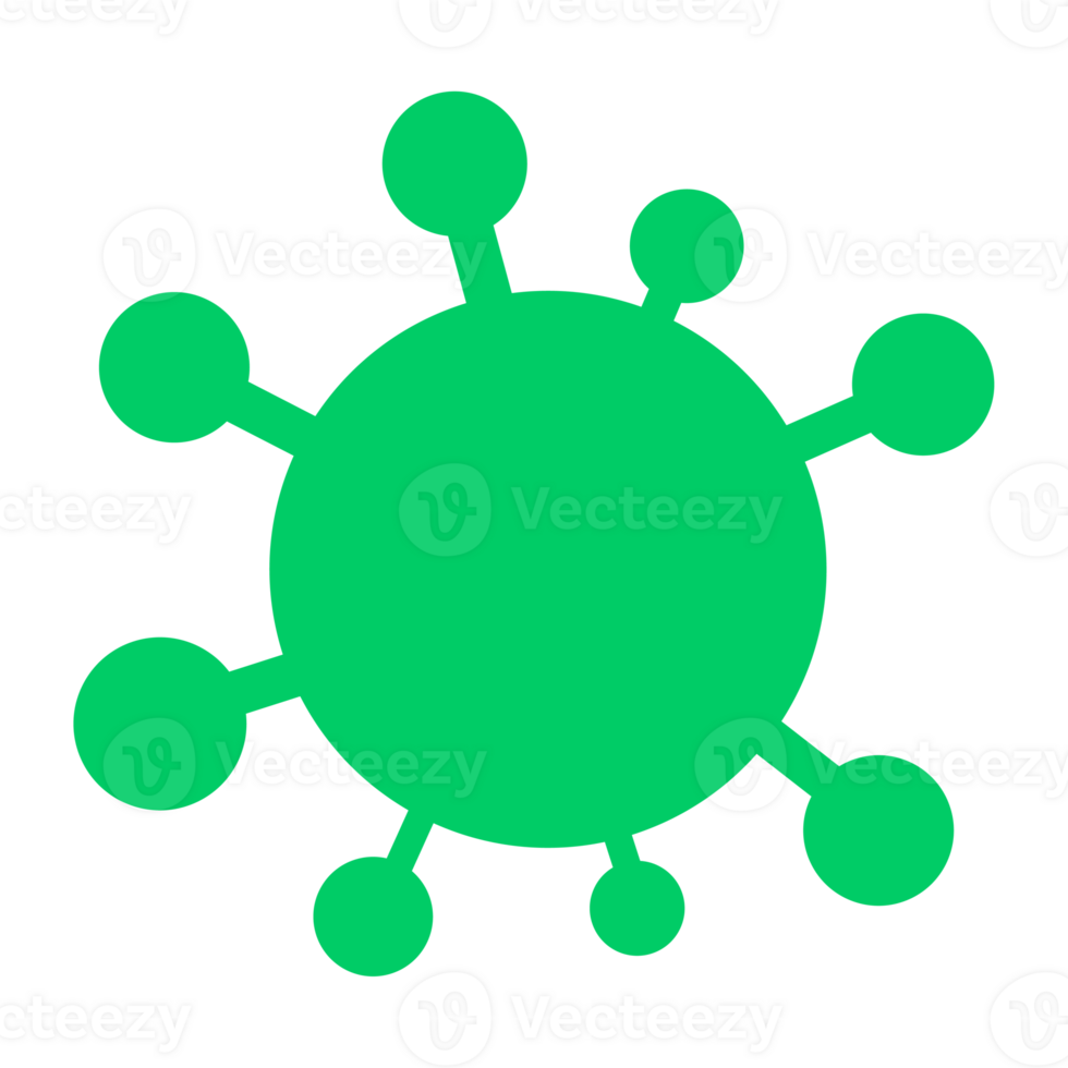 a green virus icon on a transparent background png