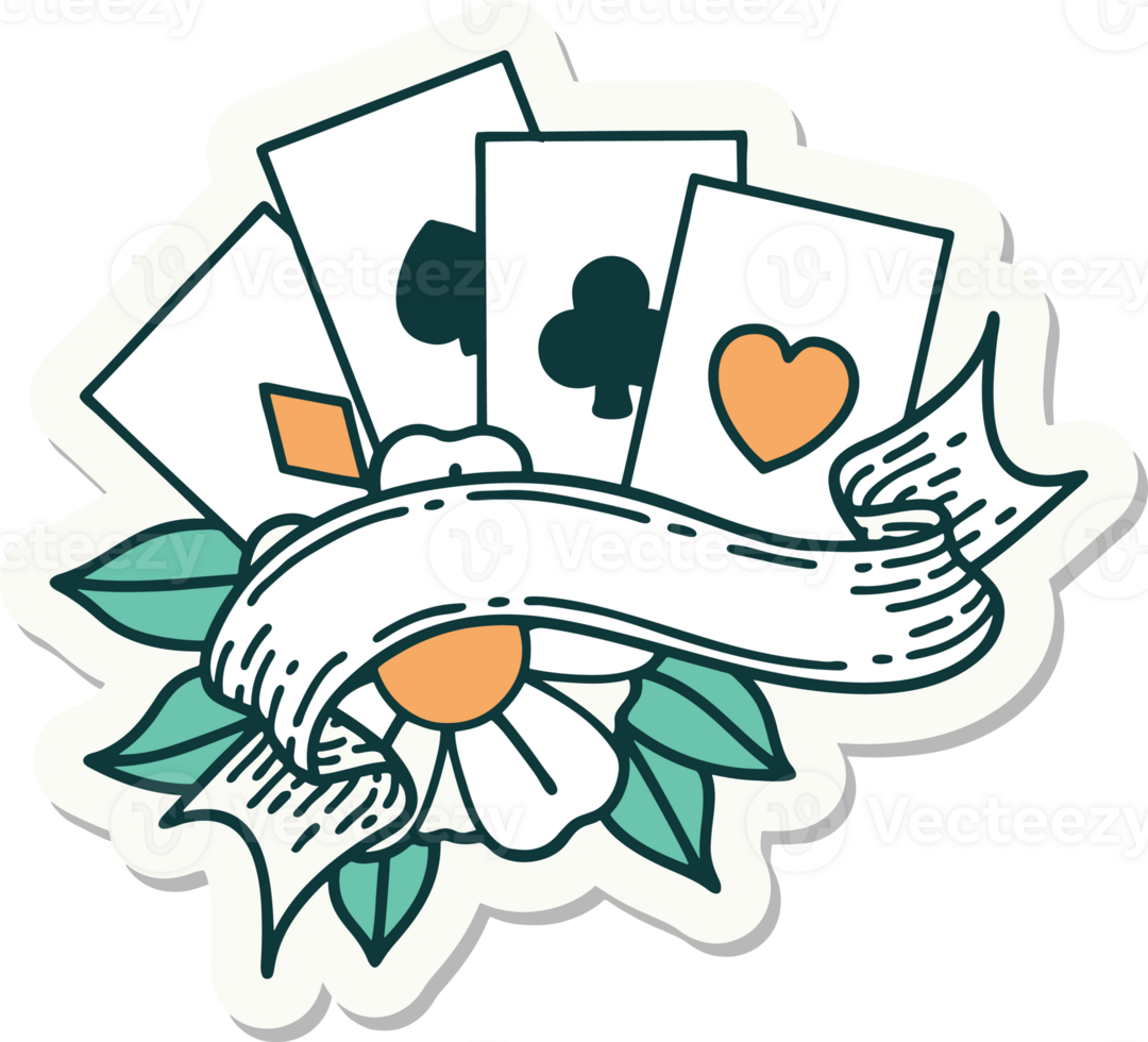 a poker playing card sticker with flowers and hearts png