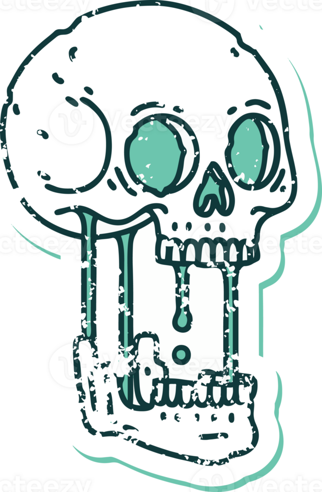 a cartoon skull with a green face and teeth png