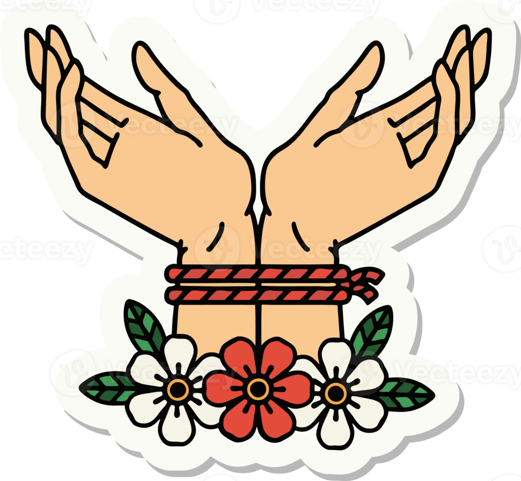 hand with flowers and ribbon on it png