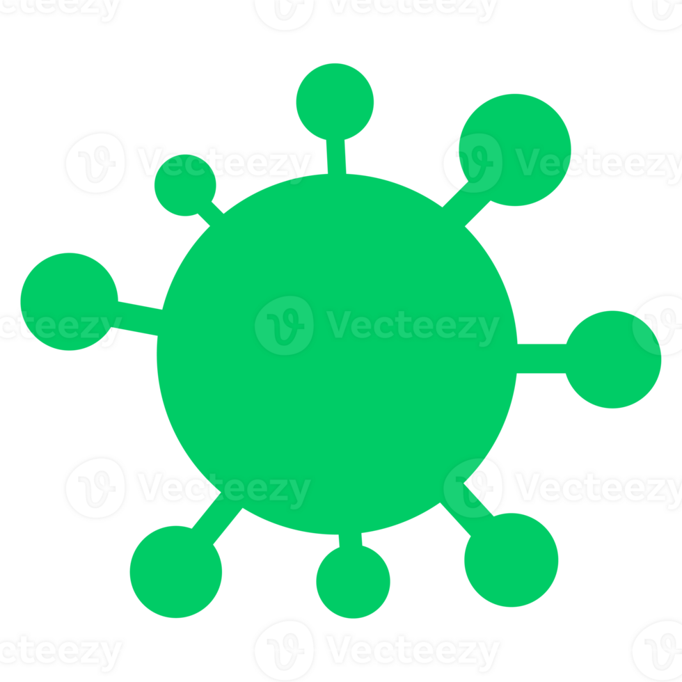 a green virus icon on a transparent background png