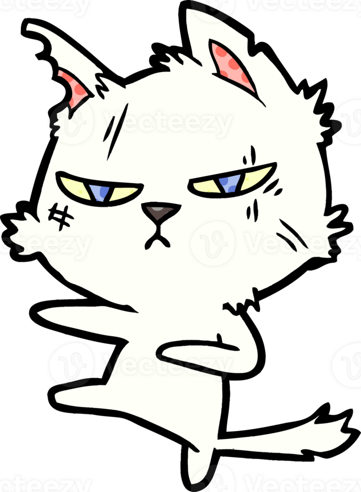 tough cartoon cat drawing png