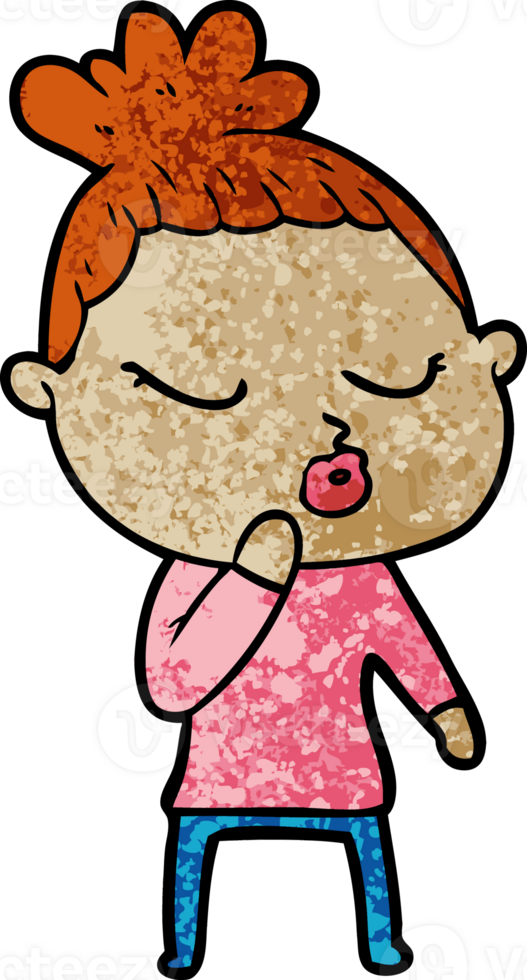 cartoon calm woman drawing png