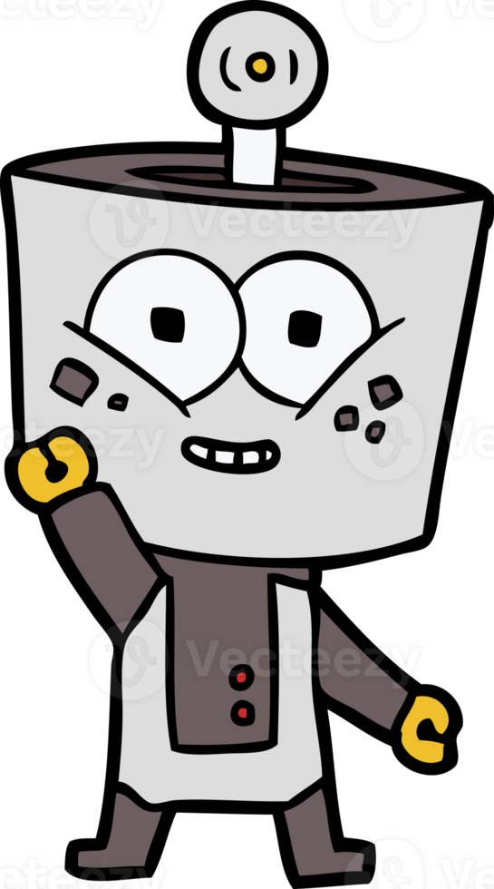 happy cartoon robot waving hello drawing png
