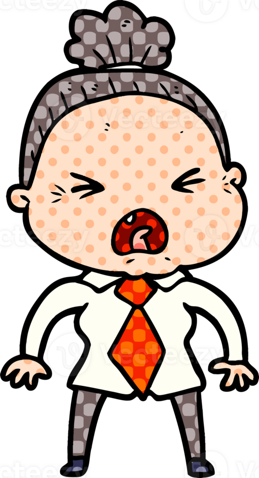 cartoon angry old woman drawing png