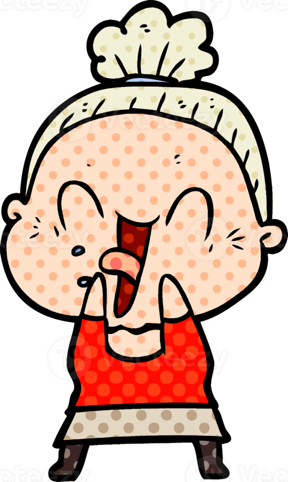 cartoon happy old woman drawing png