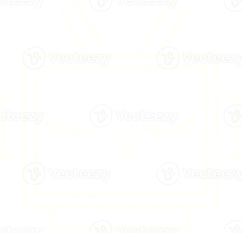 a white outline of a television on a transparent background png