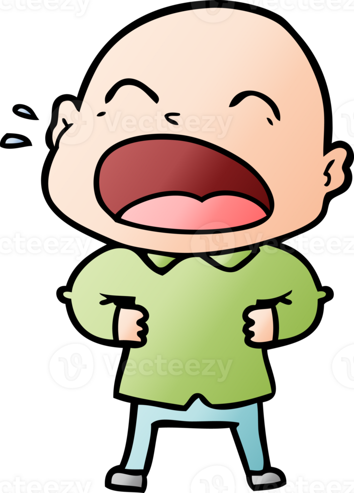 cartoon shouting bald man drawing png