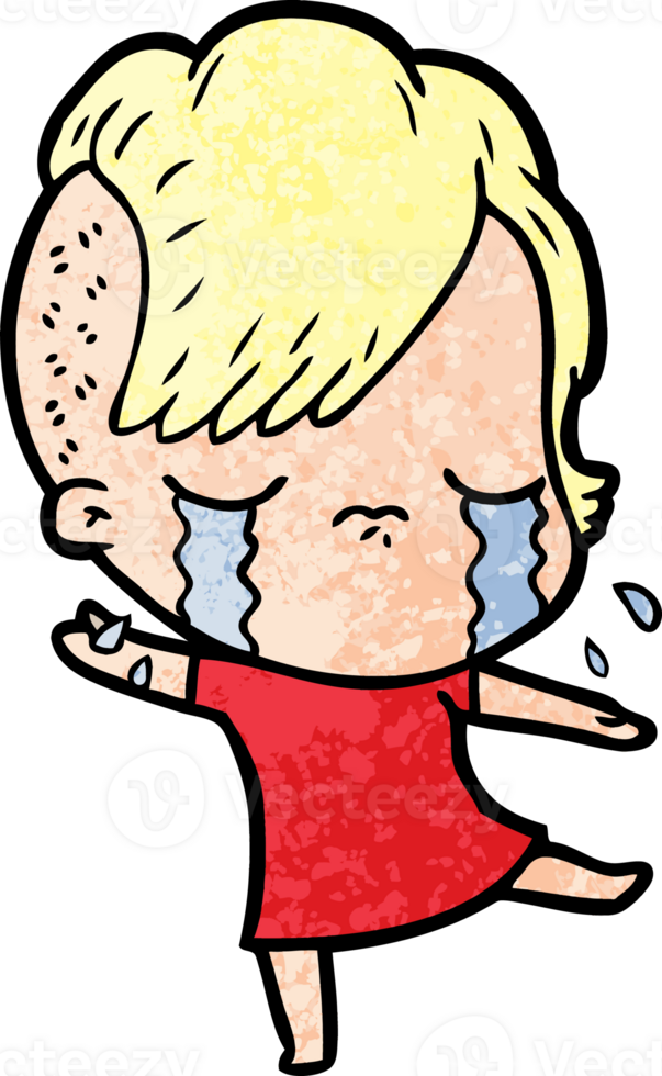 cartoon crying girl drawing png
