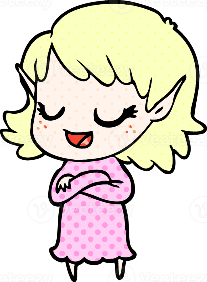 happy cartoon elf girl drawing png
