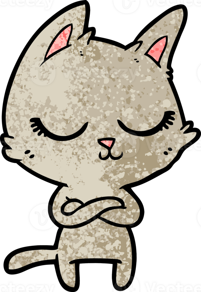 calm cartoon cat drawing png