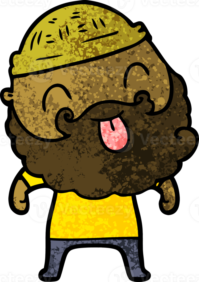 man with beard sticking out tongue drawing png