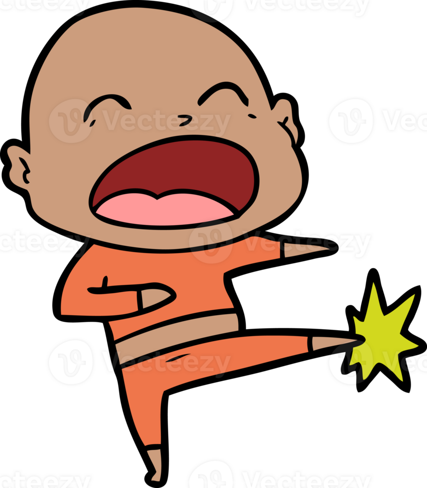 cartoon bald man kicking drawing png