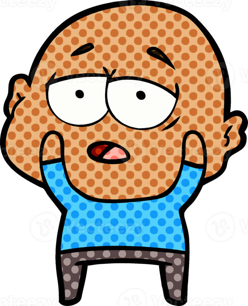cartoon tired bald man drawing png