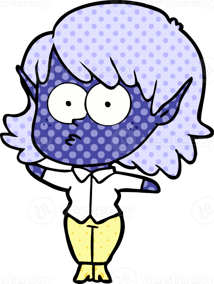 cartoon elf girl staring drawing png