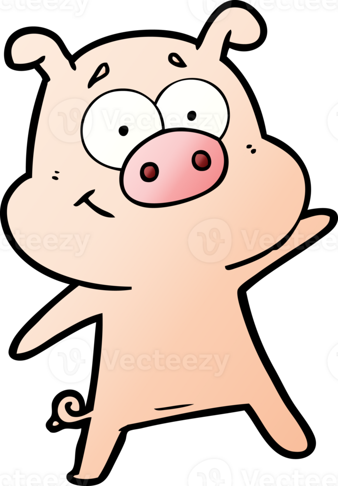 feliz desenho animado porco desenhando png