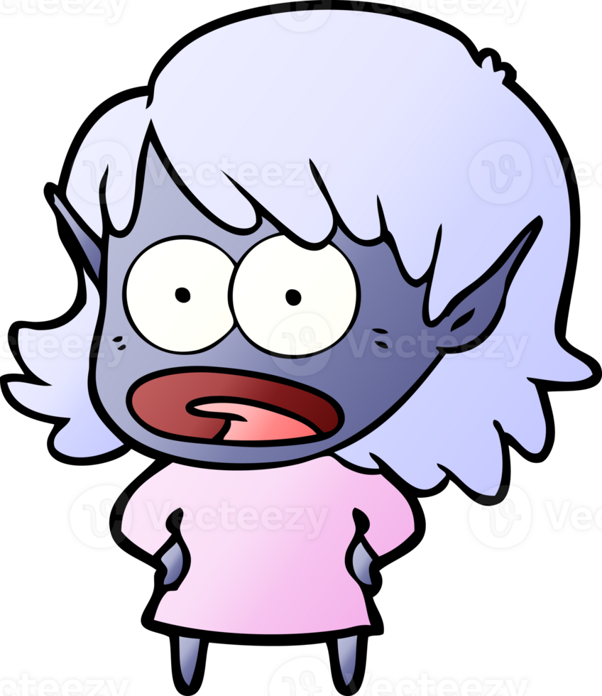 cartoon shocked elf girl drawing png