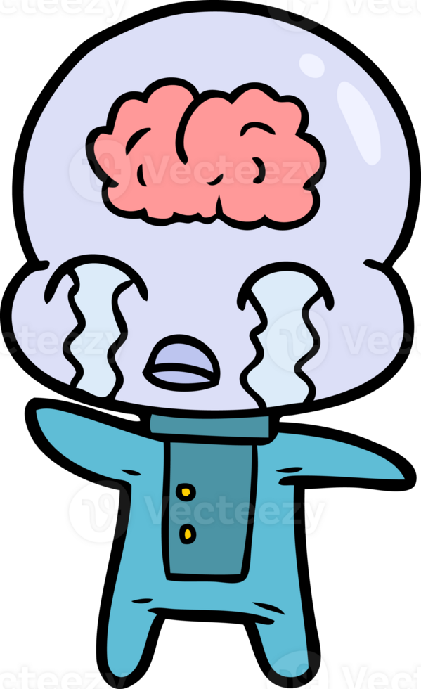cartoon big brain alien crying drawing png